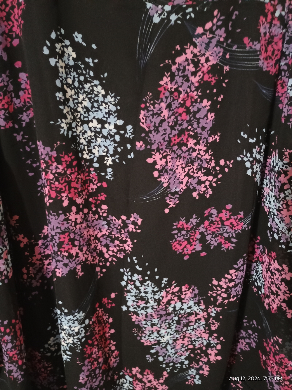 Lane Bryant Black Floral Tunic with Pink and Lavender Sprays - Picture 3 of 4